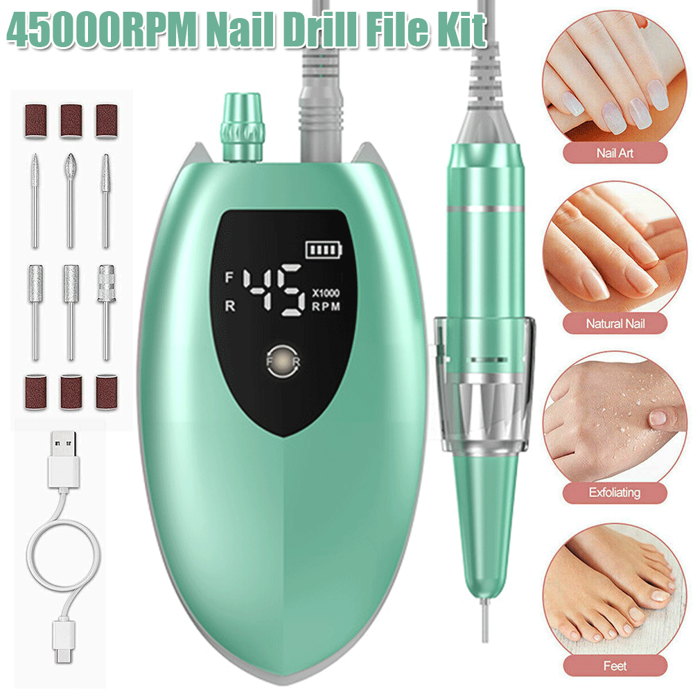 45000RPM LCD Electric Nail Drill Machine Professional Manicure Kit  