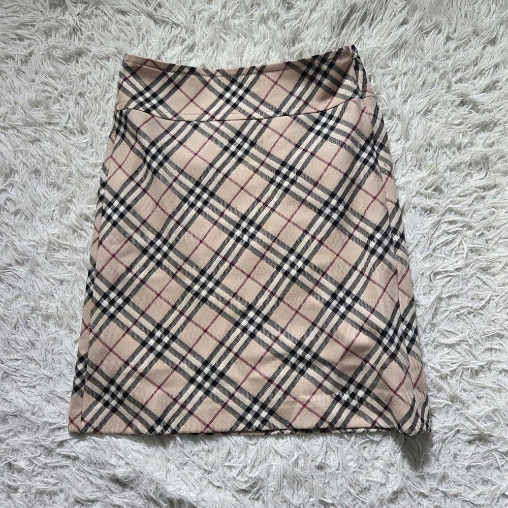 Burberry Blue Label Nova Check Trapezoid Skirt Beige Size 36 Y2K New