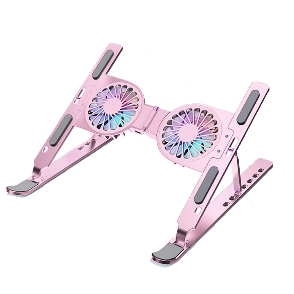 Portable Adjustable Stand Holder Riser With Dual Cooling Fan For Laptop Macbook