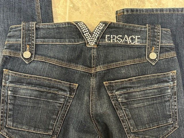 Vintage Gianna Versace Jeans Blue Denim Pants Jeans Size 28 Women's Bling Italy