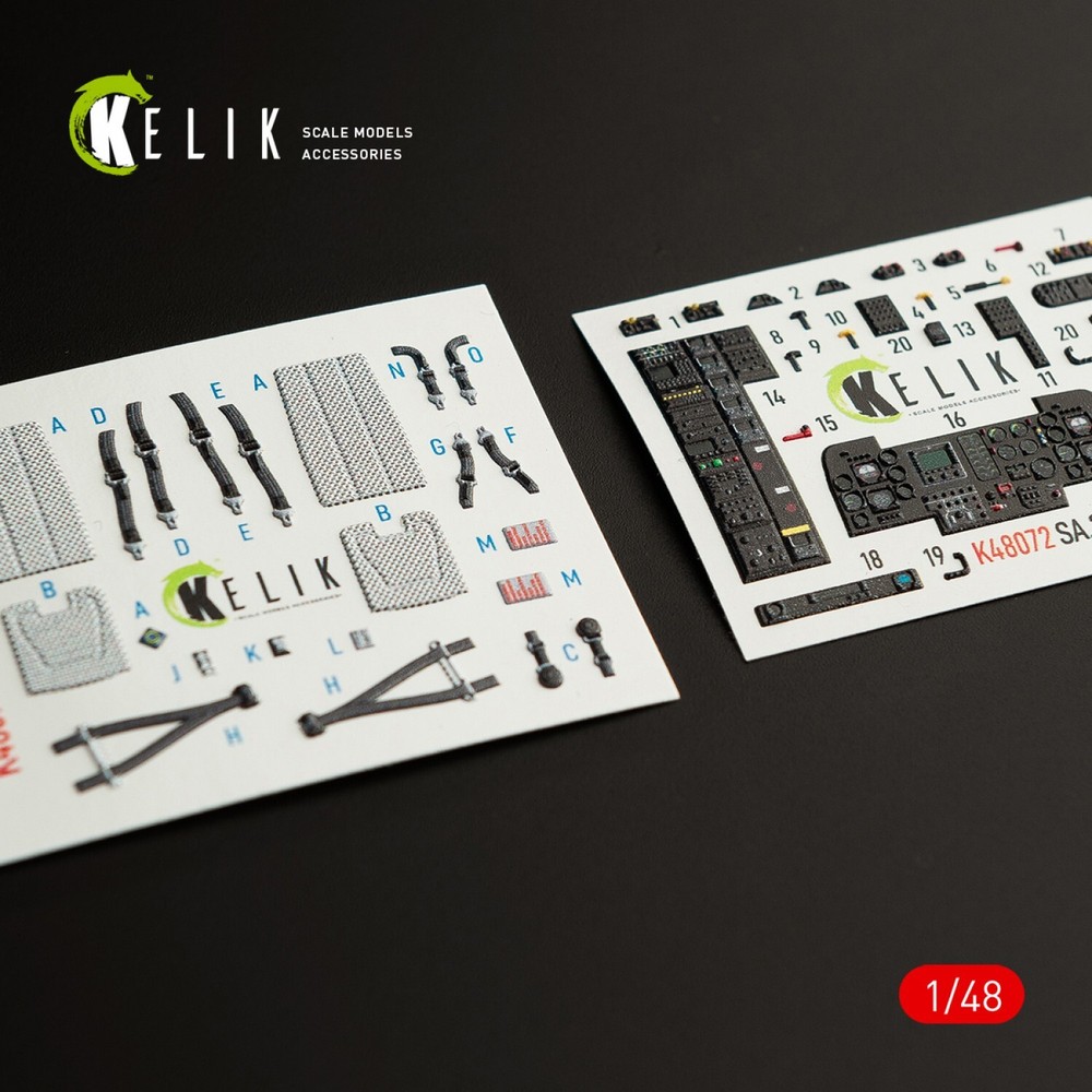 Dauphin II SA.365F/AS.565SA interior 3D decals for Kitty Hawk 1:48 KeliK K48072