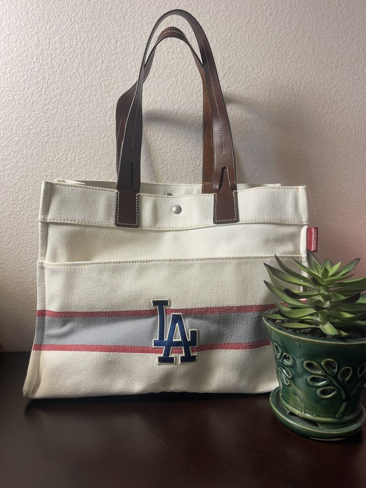 DOONEY & BOURKE MLB LA Dodgers White Red Blue Large Canvas Shoulder Tote Bag
