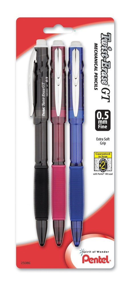 Pentel Twist-Erase GT (0.5mm) Mechanical Pencil, Assorted Barrel Colors, Colo...