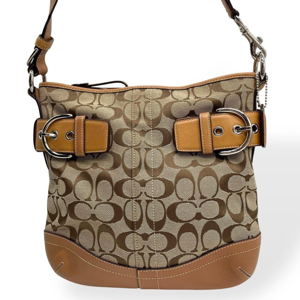 COACH Signature Shoulder Bag F03574 in Brown Leather