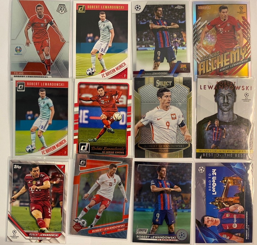 Robert Lewandowski 12-Card Topps Chrome Donruss Optic Stadium Club Mosaic Lot