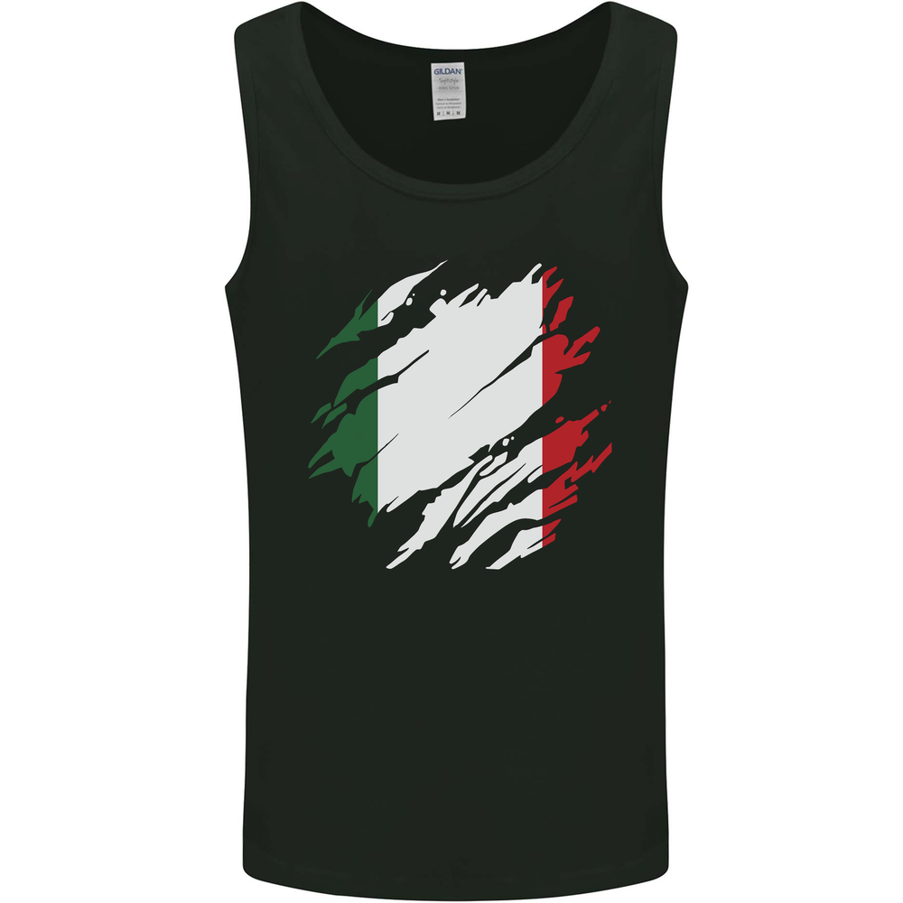 Torn Italy Flag Italians Day Football Mens Vest Tank Top