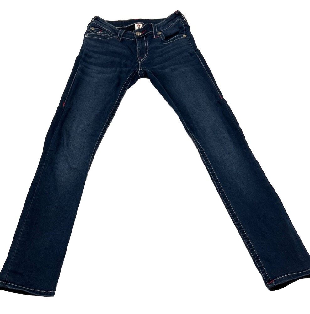 True Religion Womens Blue Dark Wash 5-Pocket Design Denim Skinny Jeans Size 25