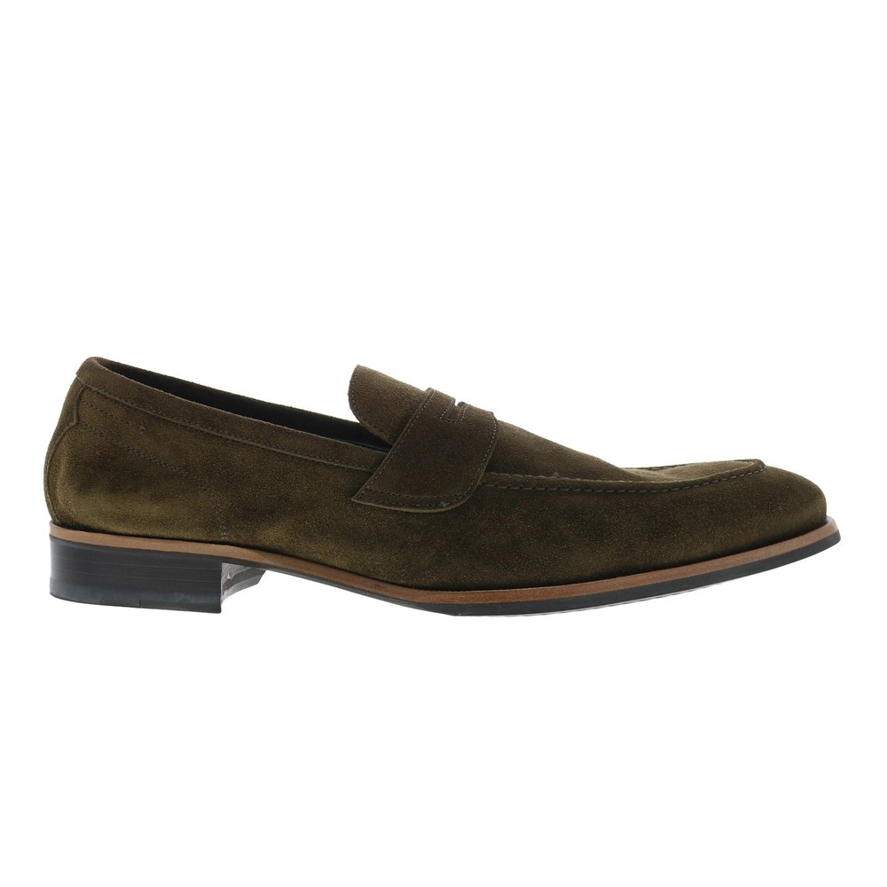 Di Bianco Brera Green Suede Mens Loafers Penny Slip On Shoes