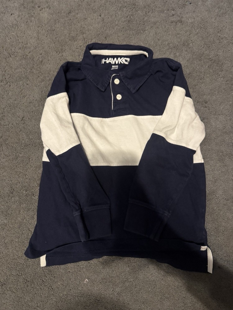 Tony Hawk Kids Rugby Shirt Long Sleeve Polo Navy White Size 5/6