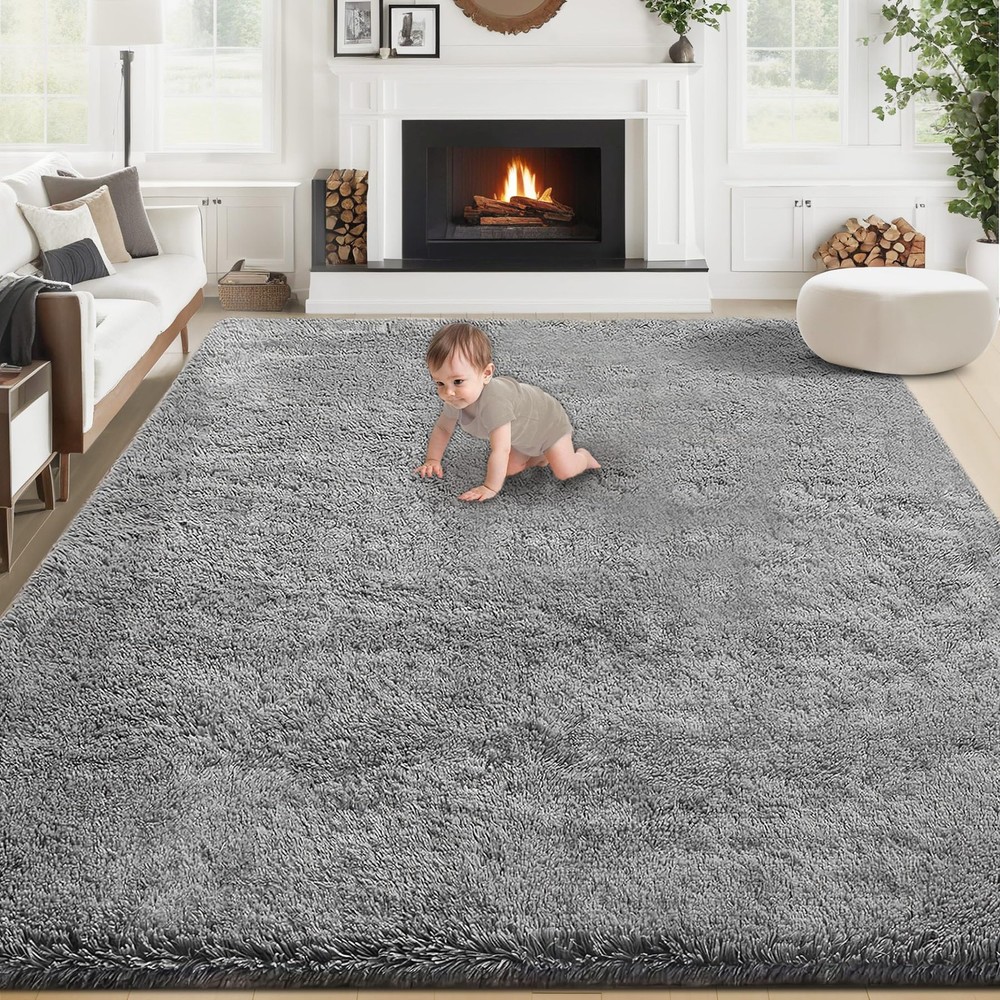 8x10 Area Rugs for Living Room: Fluffy Shag Soft Washable Rug Large Fuzzy Plu...