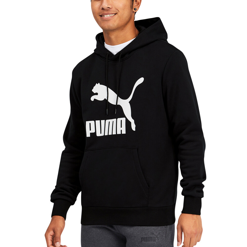 Puma Classics логотип пуловер толстовка с капюшоном мужской черный повседневный верхняя одежда 533255-01