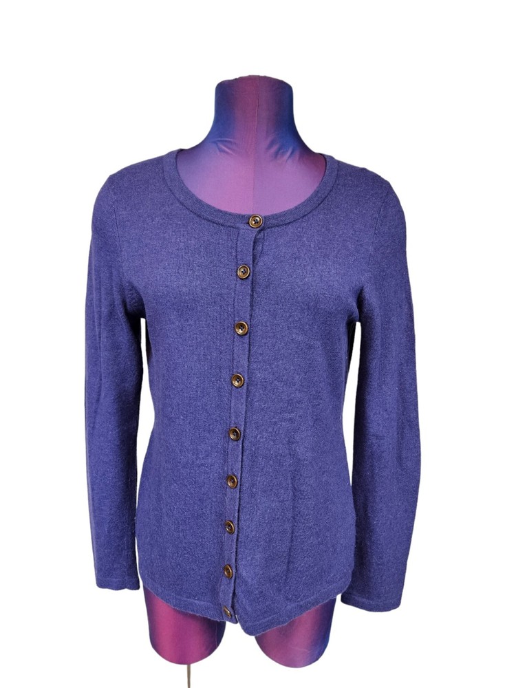 Boden Womens Size 12 Purple Cashmere Angora Blend Button-Up Cardigan i43