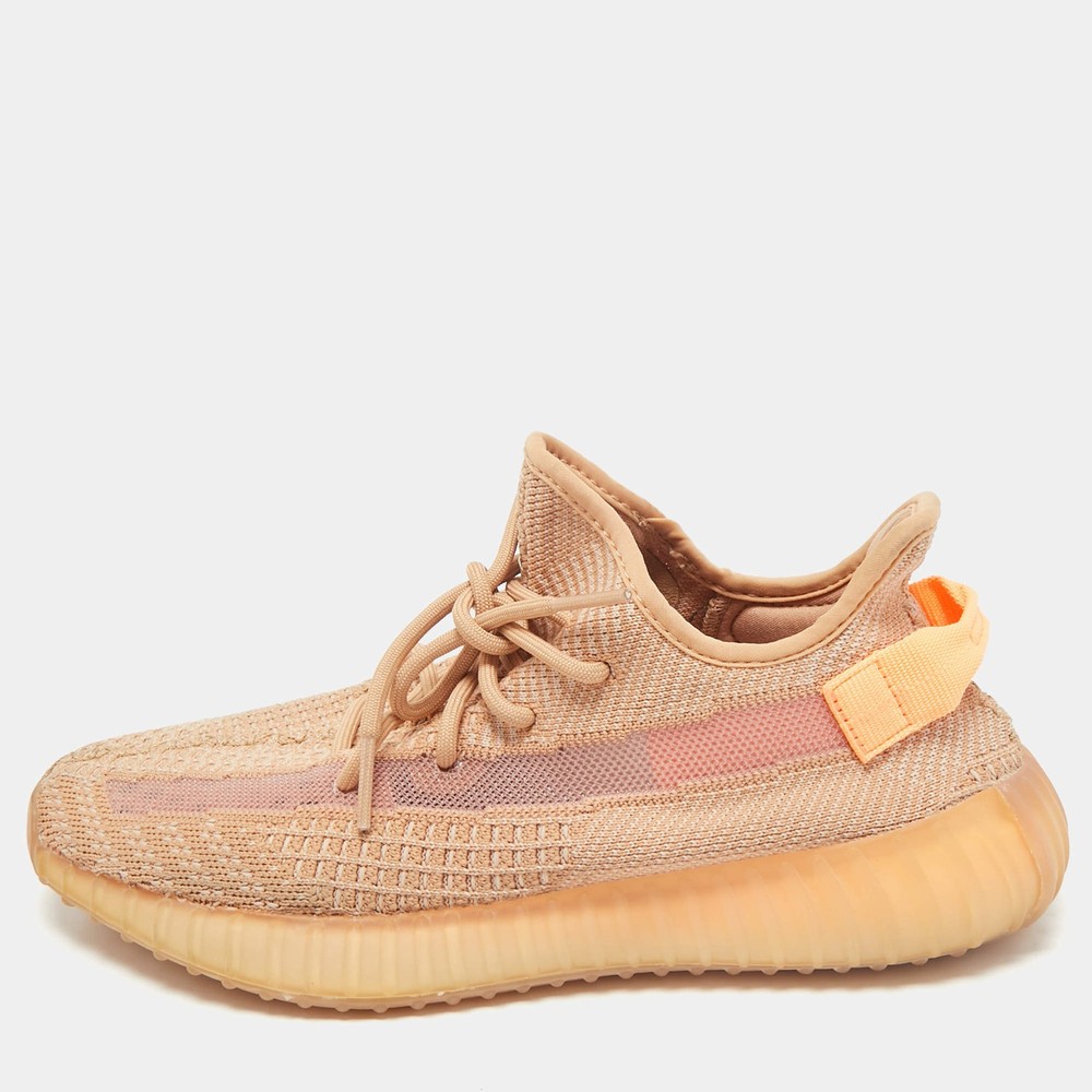 Yeezy x Adidas Orange Knit Fabric Boost 350 V2 Clay Sneakers Size 42 23