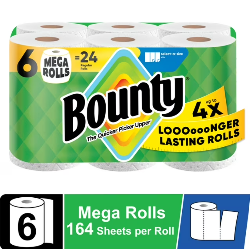 Bounty Mega 6-Pack Full Sheet Towels Extra Strength & Value