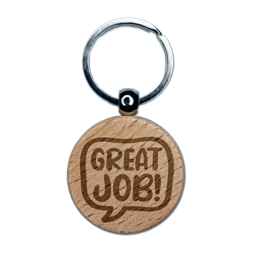 Engraved Wooden Teacher Keychain with Speech Bubble Charm
