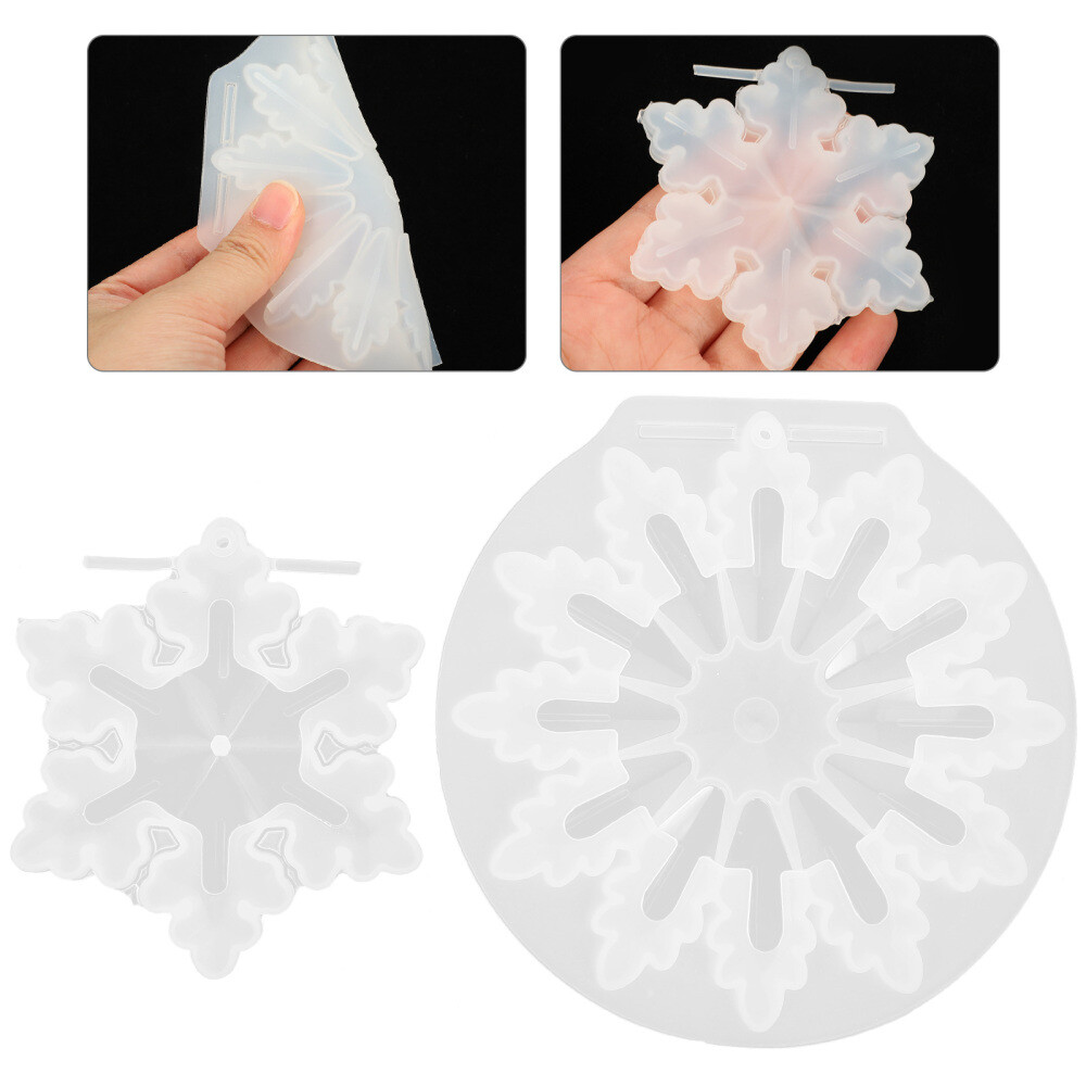 2 Pcs Artificial Snowflake Christmas Tree Decorations Resin Mold Cookie Molds
