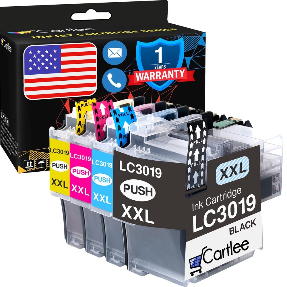 4 Compatible Ink Cartridges Replacement for Brother LC3019 XXL Super High Yie...