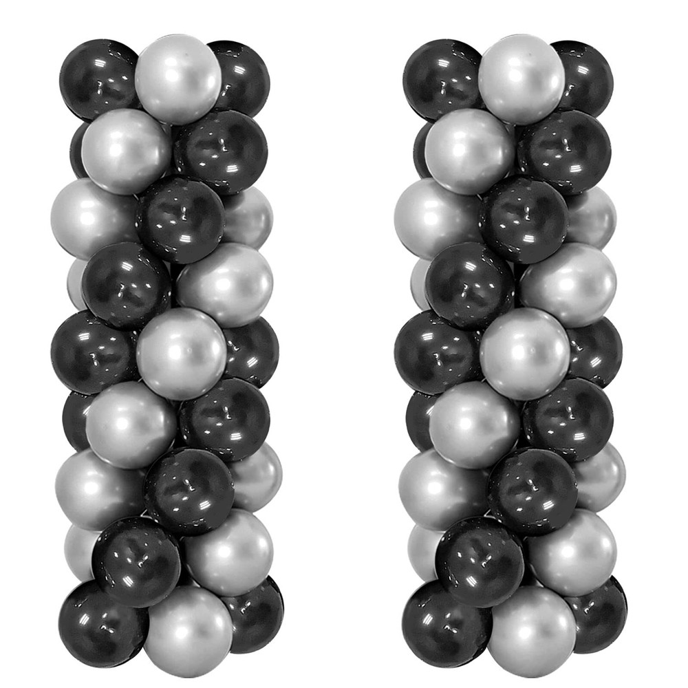 Elecrainbow 100 Count 12 Inch 320g Thickened Black Silver Balloons