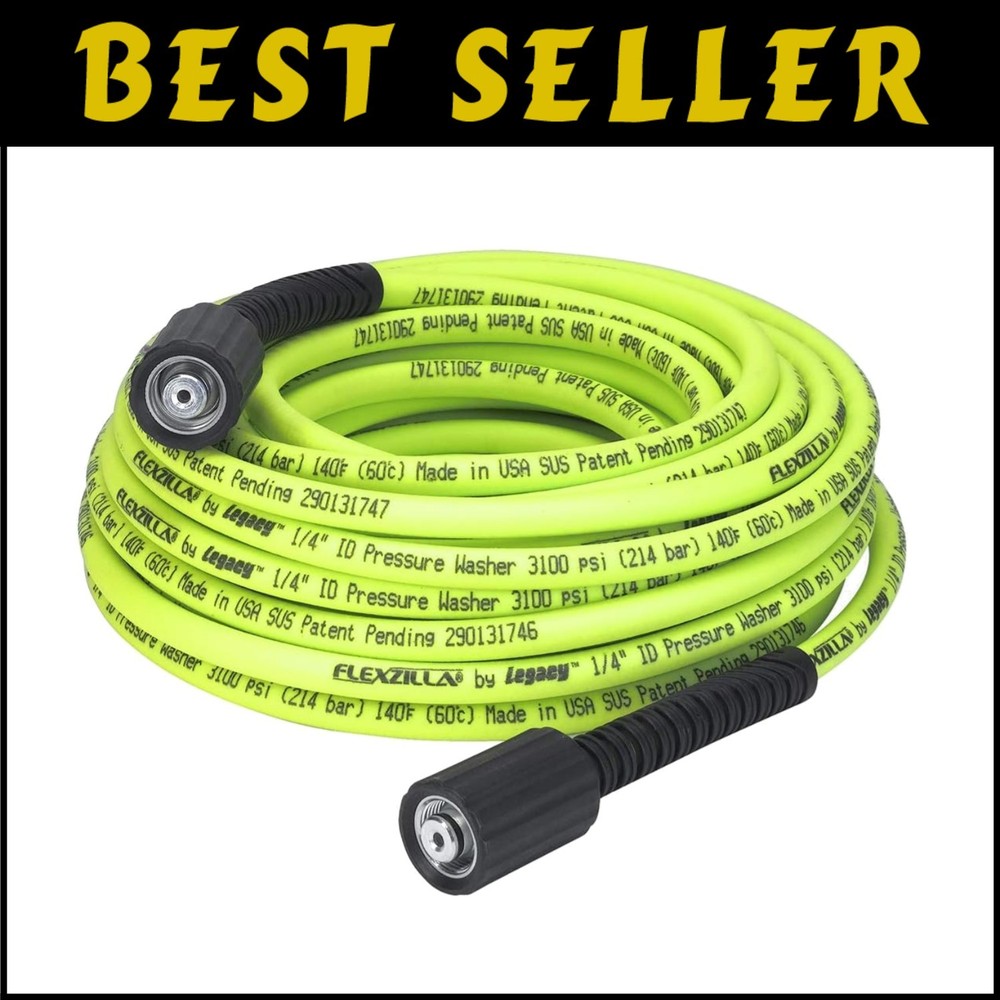 50ft ZillaGreen Flexible Pressure Washer Hose - Durable Non-Kink Design