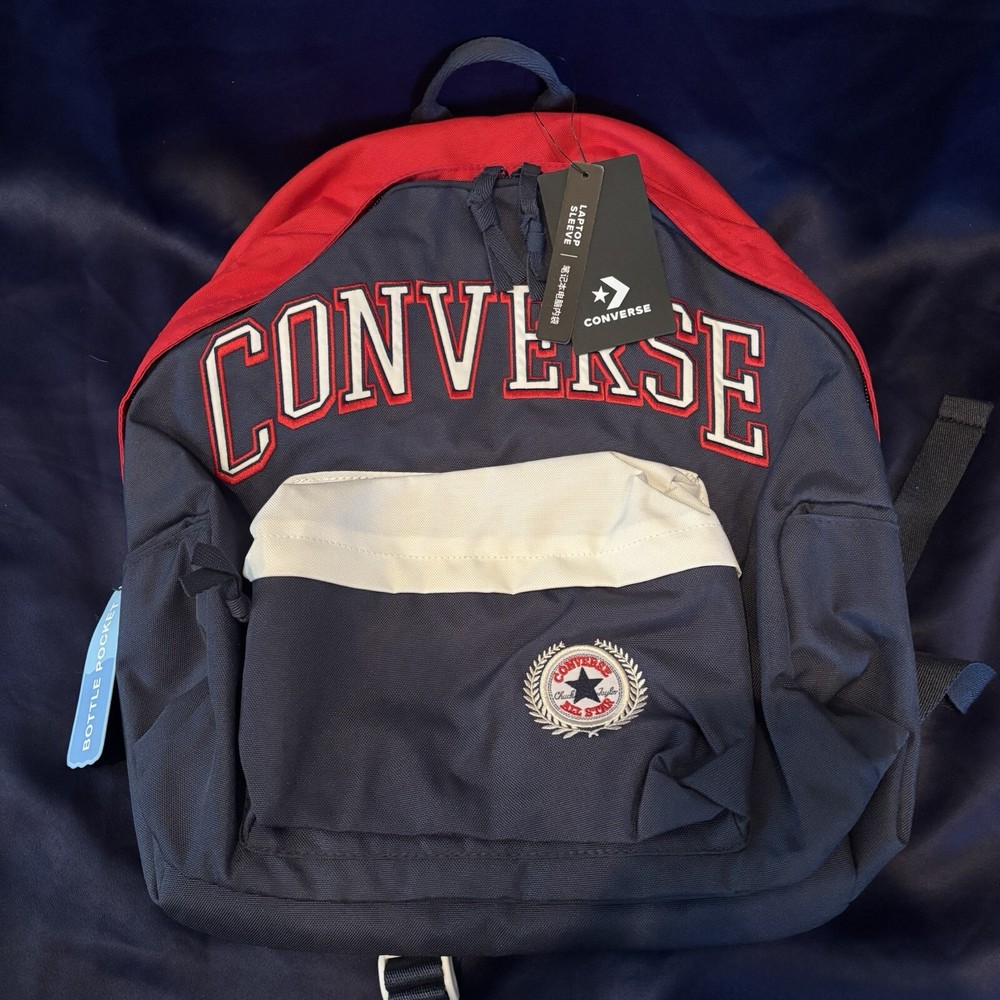 NWT Converse Red Blue Varsity Backpack with 17 Inch Padded Laptop Pocket for School