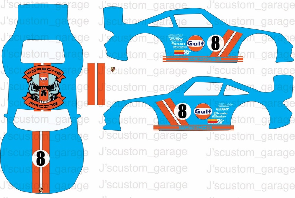 Gulf Racing porsche 1/64 custom water slide decal for Hot Wheels
