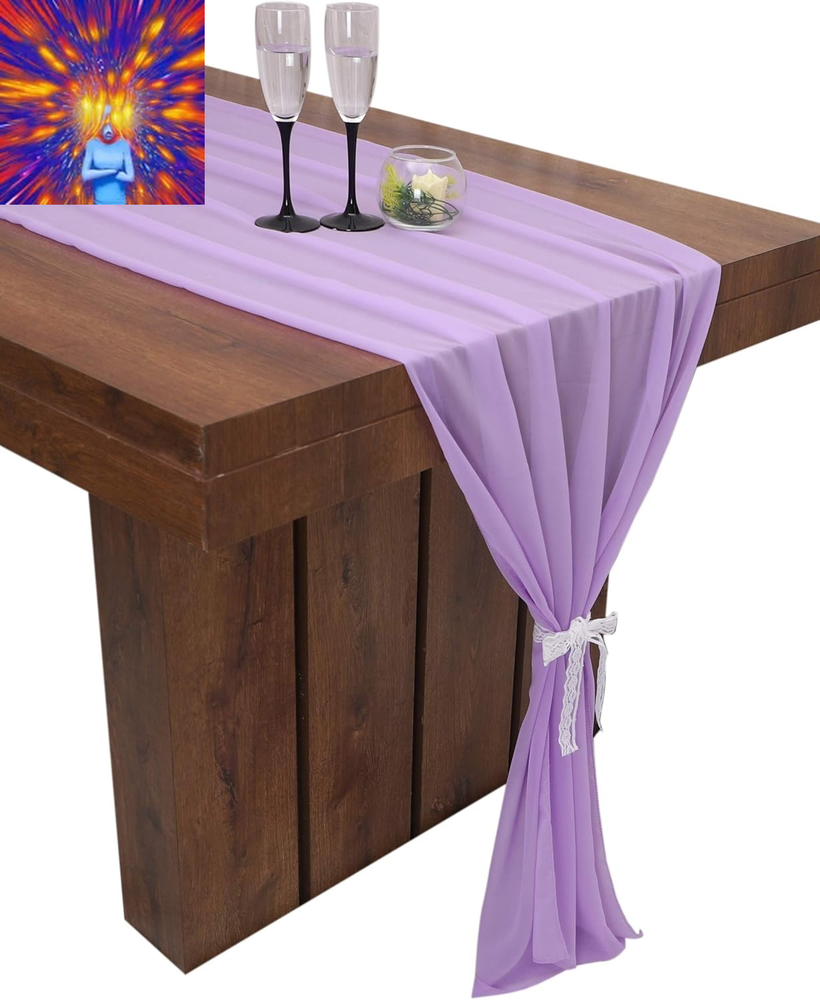 Parfair Desssin Lavender 10Ft Chiffon Wedding Decorations Boho Table Runner Lave