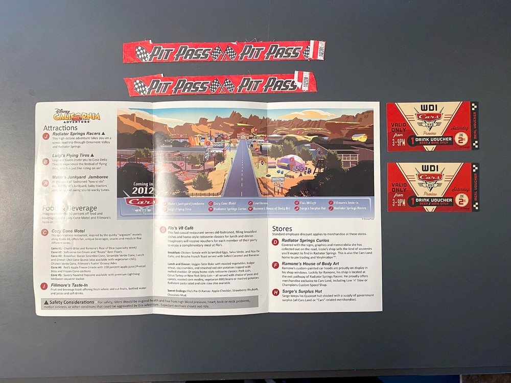 2012 Disneyland DCA Cars Land Soft Opening Vouchers with Map Brochure-image