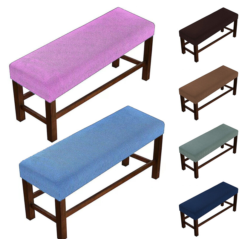 Elastic Bench Seat Cover Solid Color Soft Dustproof Washable Protective Cover
