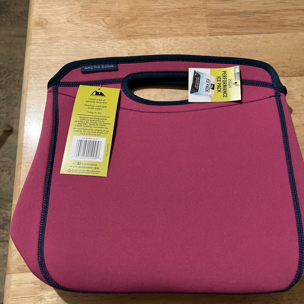 Arctic Zone Insulated Neoprene Lunch Bag W/High Performance Ice Pack Pink/Navy