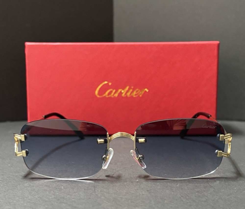 Cartier Rimless Sunglasses Gold Frame With Gradient Lenses! Great Look! 🔥