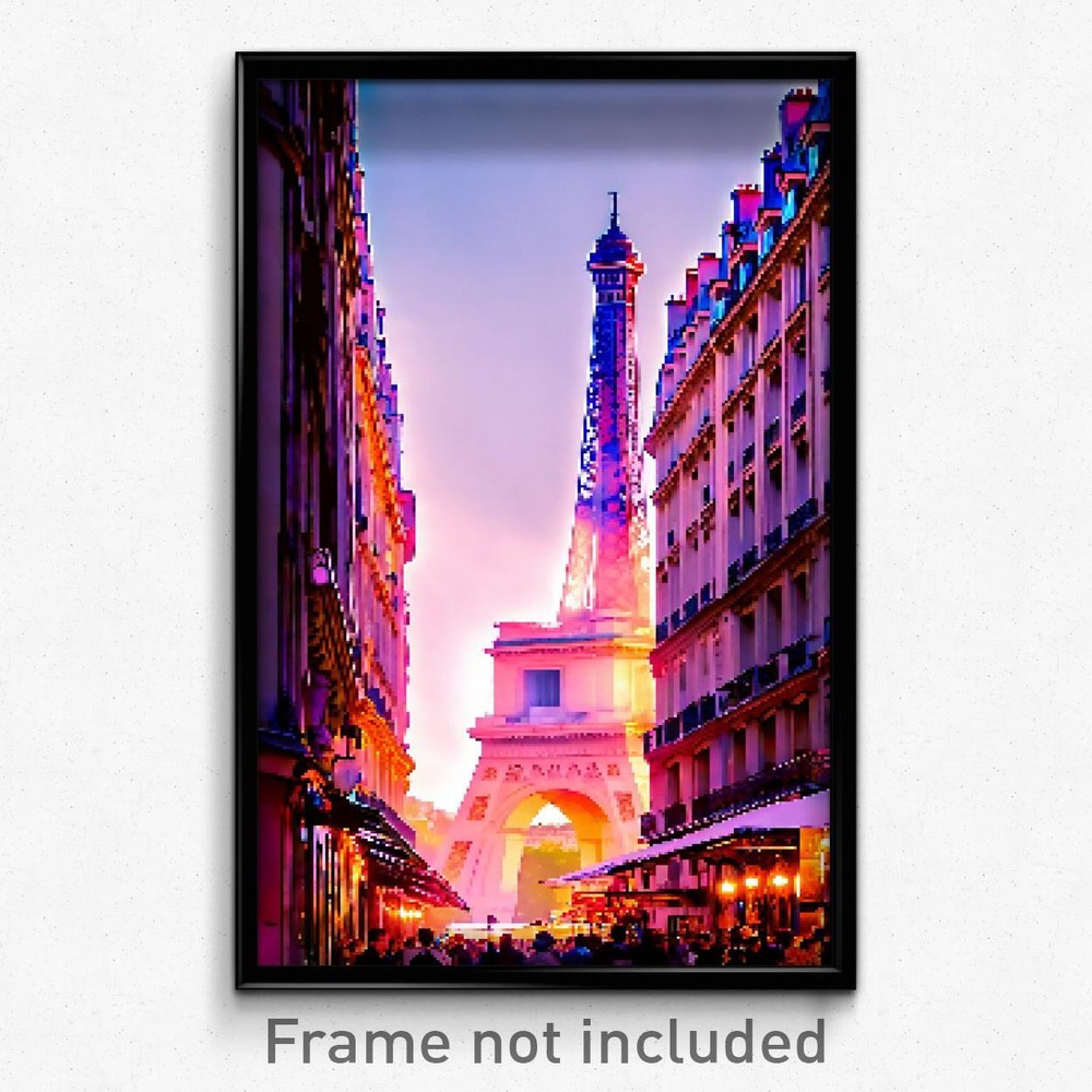 8 Bit Psychedelic Pixel Art Poster - Trippy Paris Video Game Print