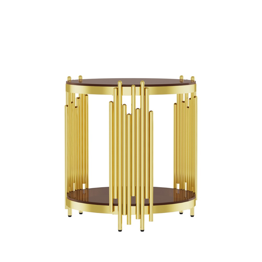 Living Room Coffee Table with Adjustable Legs and Tempered Glass Top