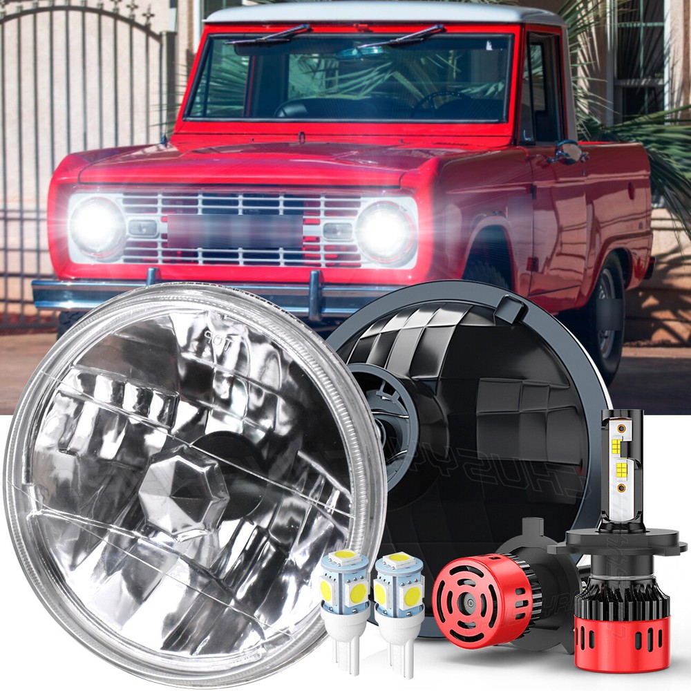 7-Inch Round Hi/Lo LED Headlights Chrome for 1966-1978 Ford Bronco