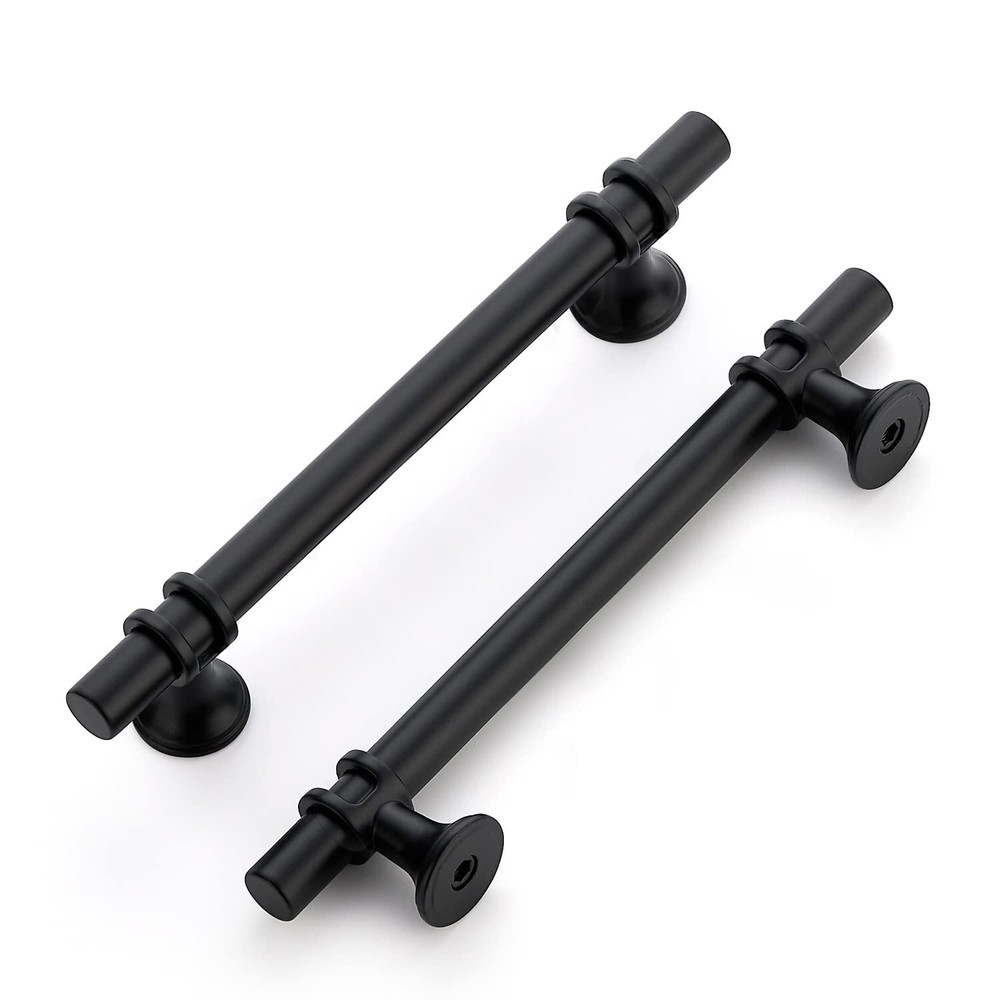 10 Pack 5-Inch Matte Black Cabinet Handles 7-3/8-Inch Length Kitchen Hardware