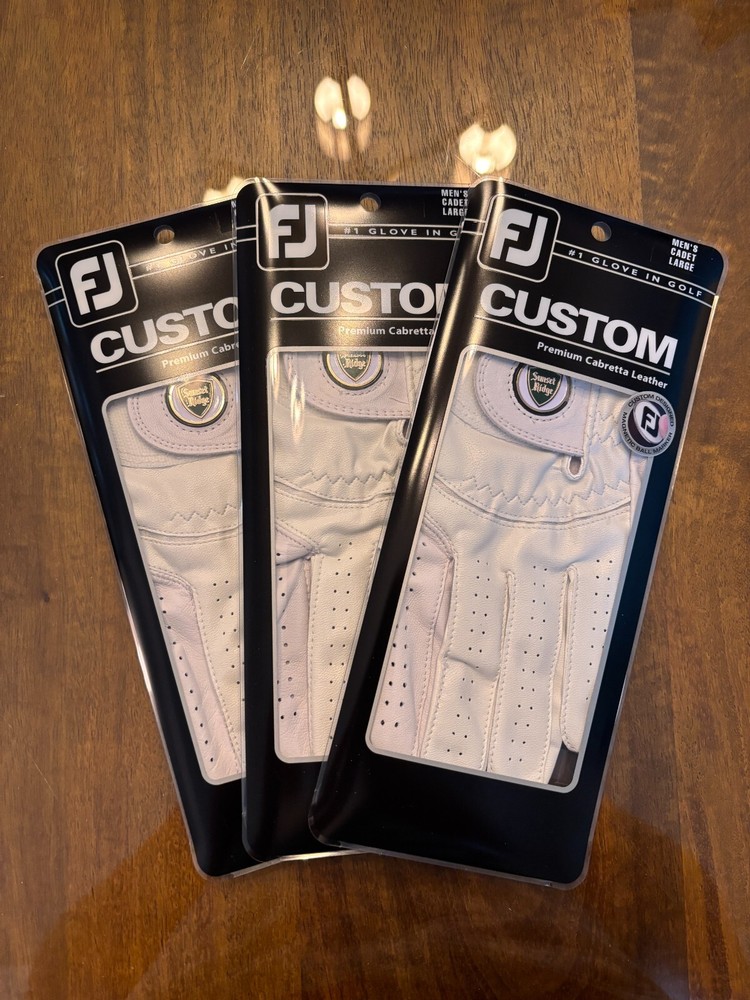 3 NUEVOS GUANTES DE GOLF FOOTJOY DE CUERO PERSONALIZADOS - CADETE PARA HOMBRE GRANDES (USADOS EN TU IZQUIERDA)