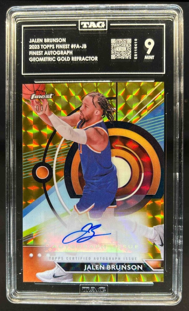 2023-24 Finest Jalen Brunson Auto Gold Geometric Refractor #3/50 Knicks TAG 9