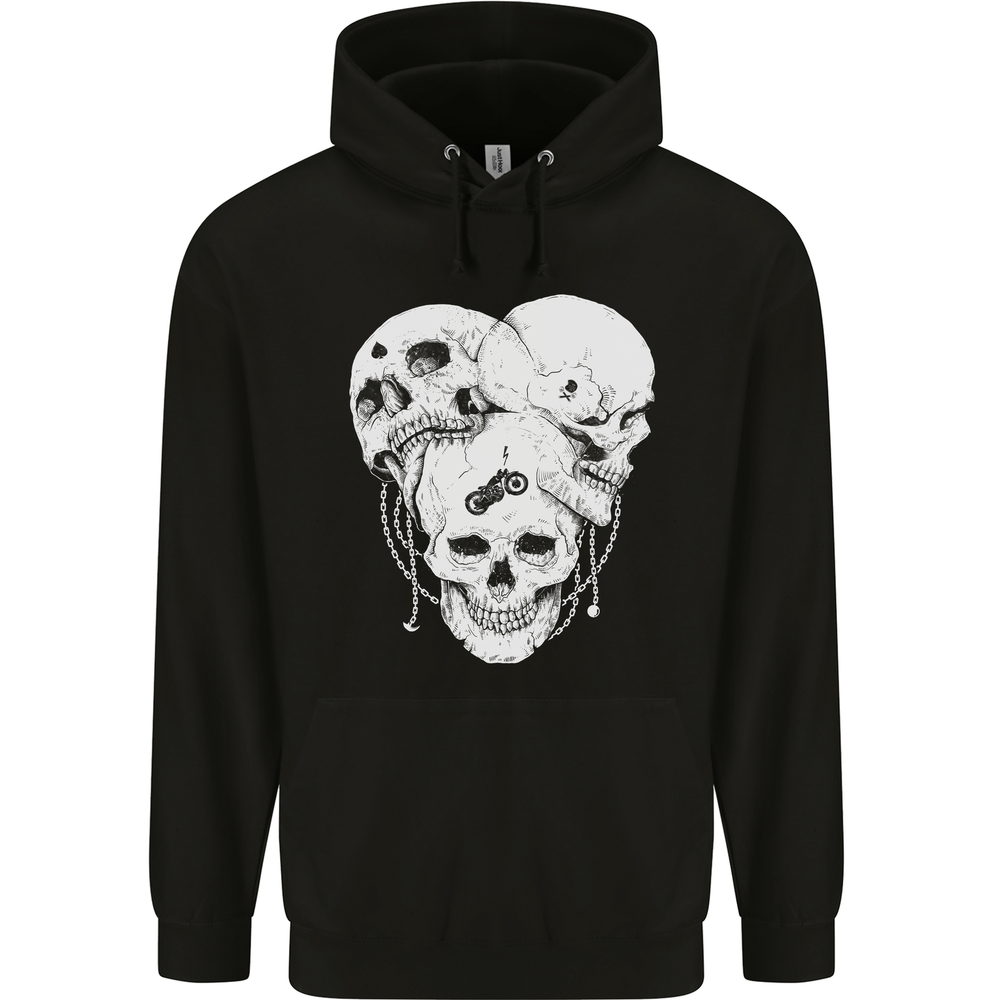 Gothic Biker Demon Hoodie for Men 80% Cotton Heavy Metal Design