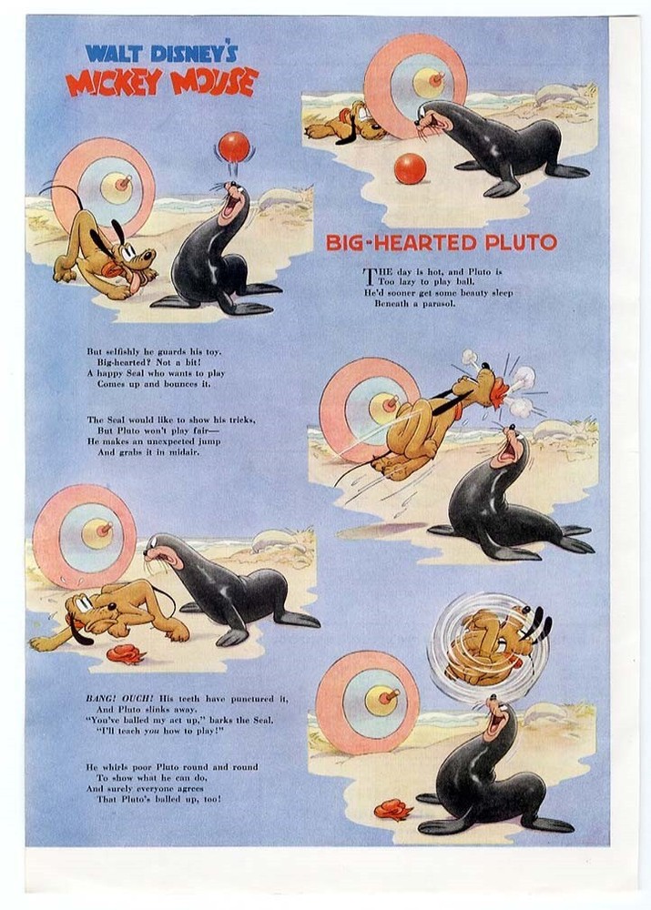 1941 Walt Disney Pluto Playing with Seal Beach Good Housekeeping Feb Page