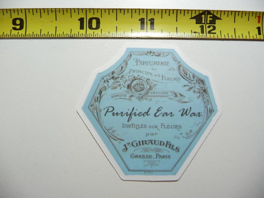 PURIFIED EAR WAX DECAL STICKER WITCHCRAFT POTION SPELL WITCH GOTH LABEL FUNNY