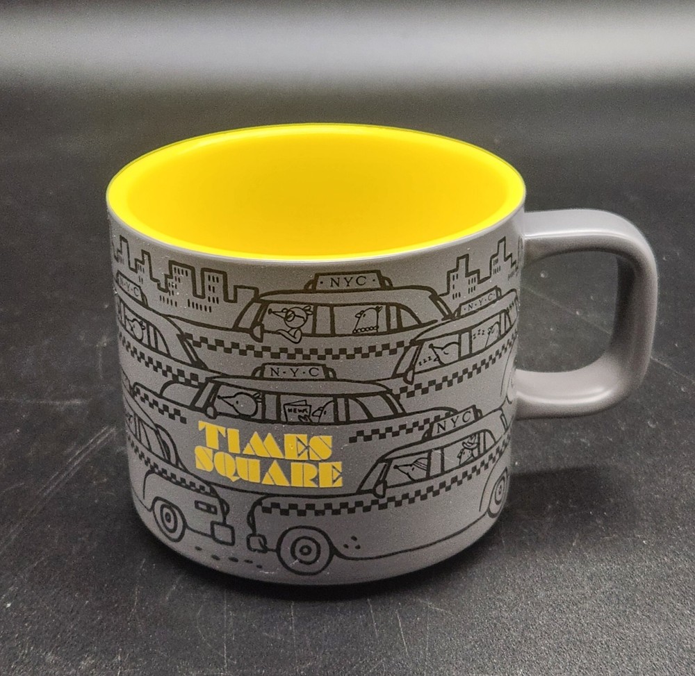 Starbucks NYC Times Square Grey Yellow Taxi Mug 12 oz Coffee Tea Cup