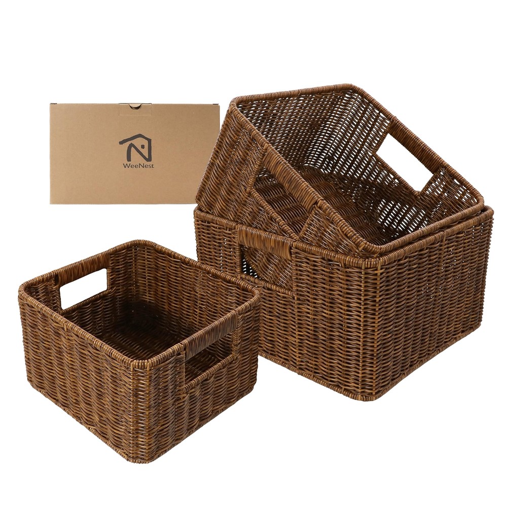Storage Basket, Wicker Storage Cubes, Wicker Basket, Pantry Basket, Wicker St...