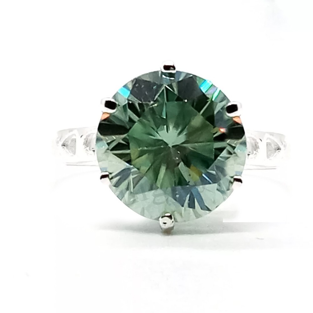 RARE 5.70 Ct Certified Lovely Treated Blue Diamond Solitaire 925 Silver Ring