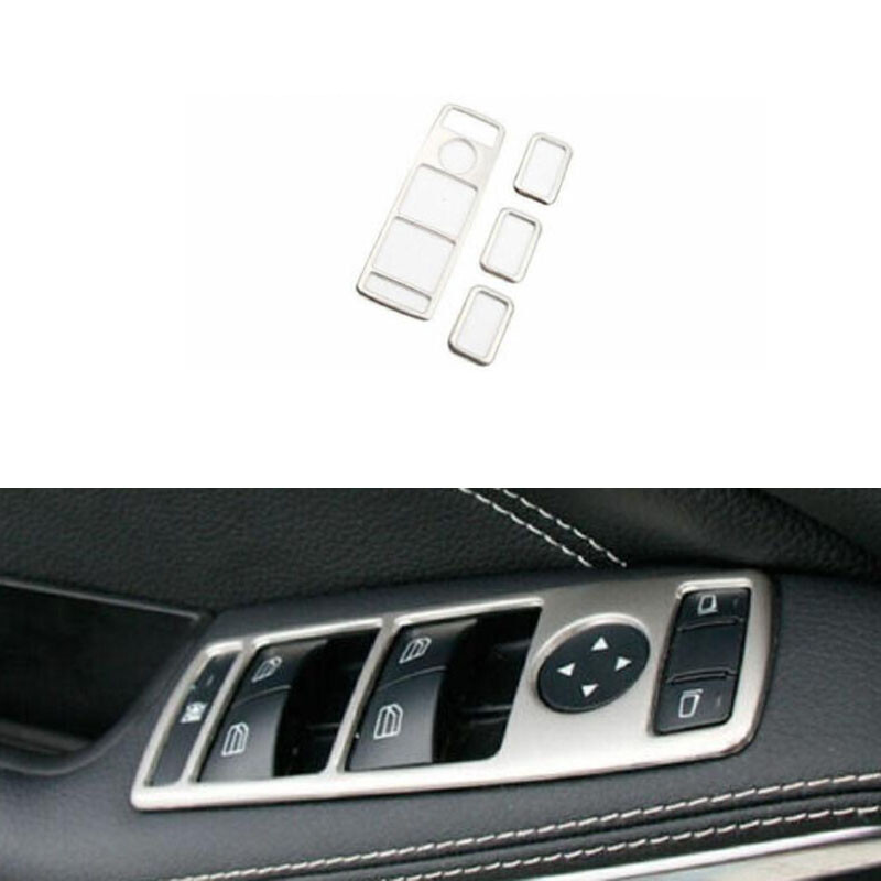 Silver Steel Window Lift Lock Switch Panel For Mercedes-Benz GLA CLA 2014-2020