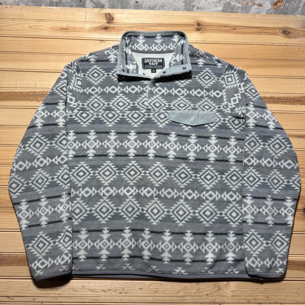 Southern Grit Aztec Southwestern Mock Neck Snap Button Fleece Pullover Jacket XL