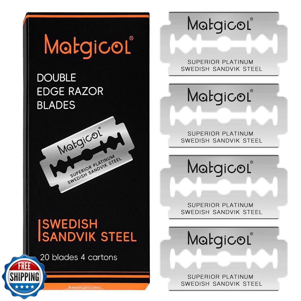20-Pack Premium Platinum Swedish Steel Double Edge Safety Razor Blades-image