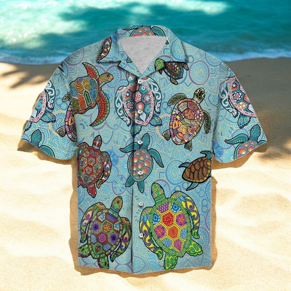 Stylish Turtle Print Hawaiian Shirt for Men and Women
