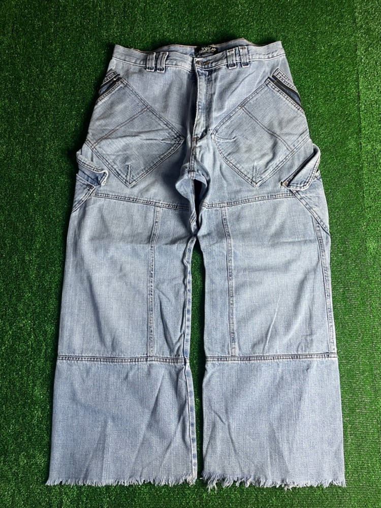 Vintage Baggy Fit Light Wash Jeans Wide Wide Hip Hop Mens Denim Size 50