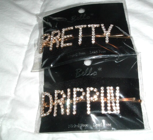 BELLA PRETTY DRIPPIN Rhinestone Hair Clip Bobby Pin with Tags