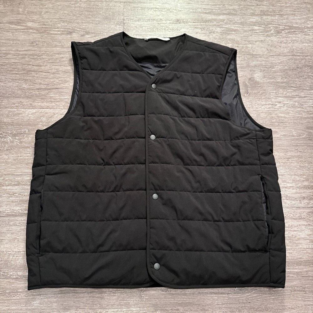 Zara Vest Mens XL Black Puffer Quilted Snap Casual Preppy Lightweight Lounge