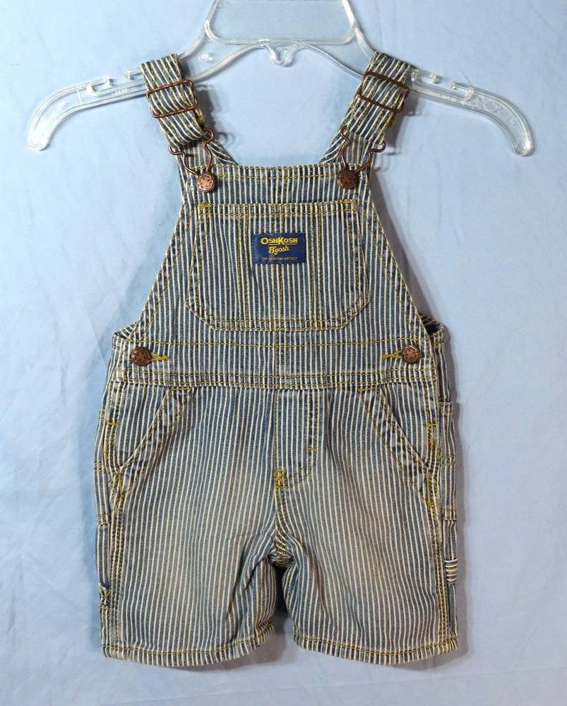 OSHKOSH B'GOSH Vestbak Stripes LIGHTWEIGHT DENIM OVERALLS SHORTALLS Shorts 12M